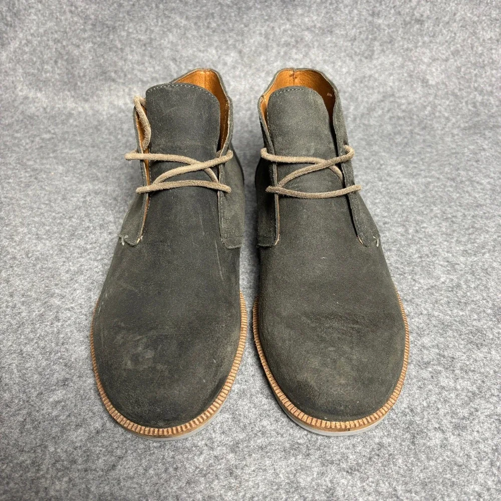 Hari Mari Gray Charcoal Waxed Suede Chukka Desert Lace Up Ankle Boots Mens 10 US